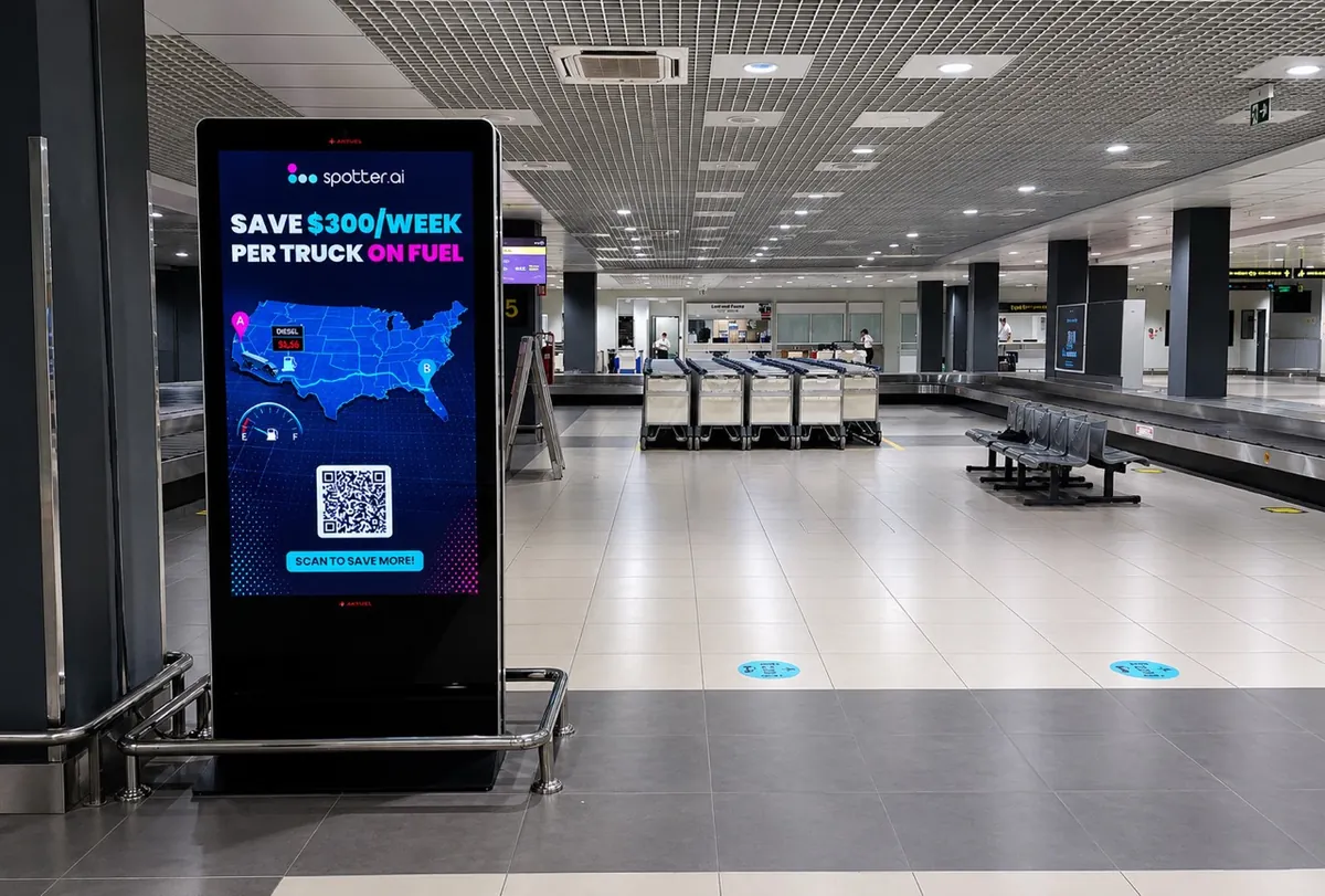 Spotter TMS campaign display at Belgrade Nikola Tesla Airport